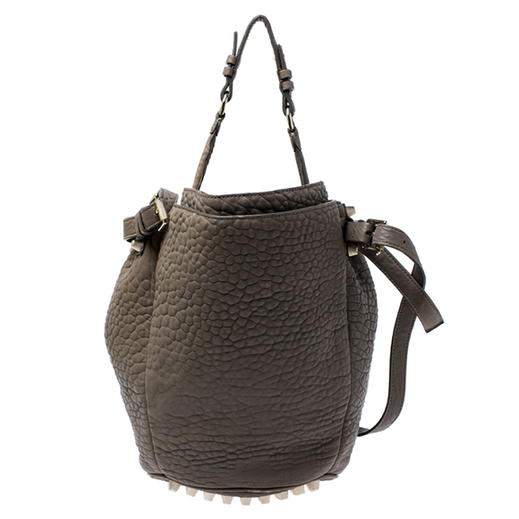 ALEXANDER WANG Taupe Textured Leather Diego Bucket Bag - Picture 4 of 9
